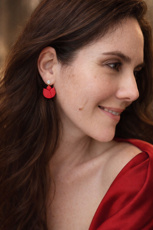 Red flower Earrings