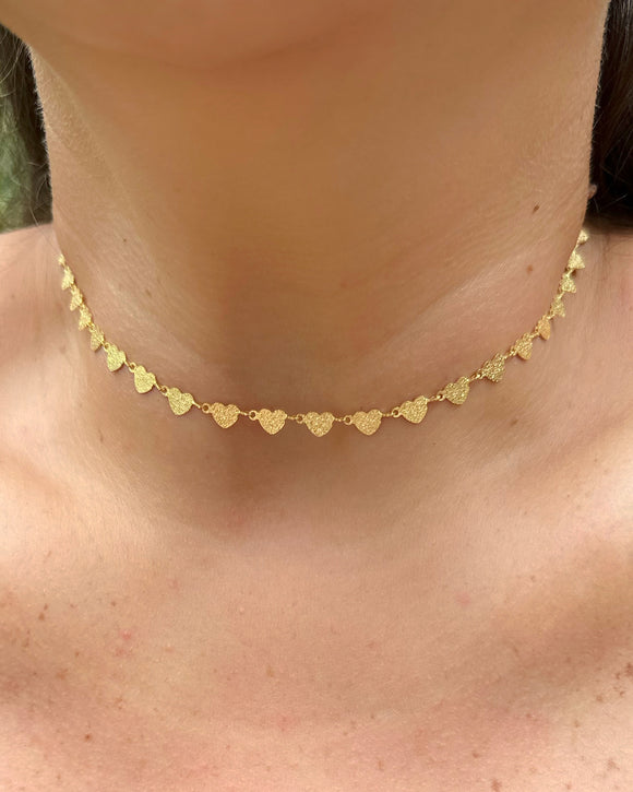 18K GOLD PLATED SMALL HEARTS CHAIN NECKLACE