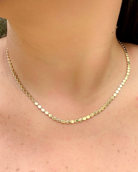 18K GOLD PLATED SQUARE CHAIN CHOKER - 45CM