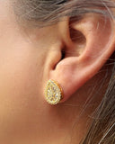 18K GOLD PLATED TEARDROP SHAPE ZIRCONIA EARRINGS