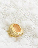 18K Plated Gold Ring with light pink Zirconia gem and studded with Zirconia (Adjustable)