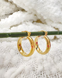 18K GOLD PLATED SMALL HALF ROUND TUBE EARRINGS - SIZE 20mm