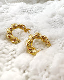 18K GOLD PLATED SMALL TWISTED HOOP EARRINGS