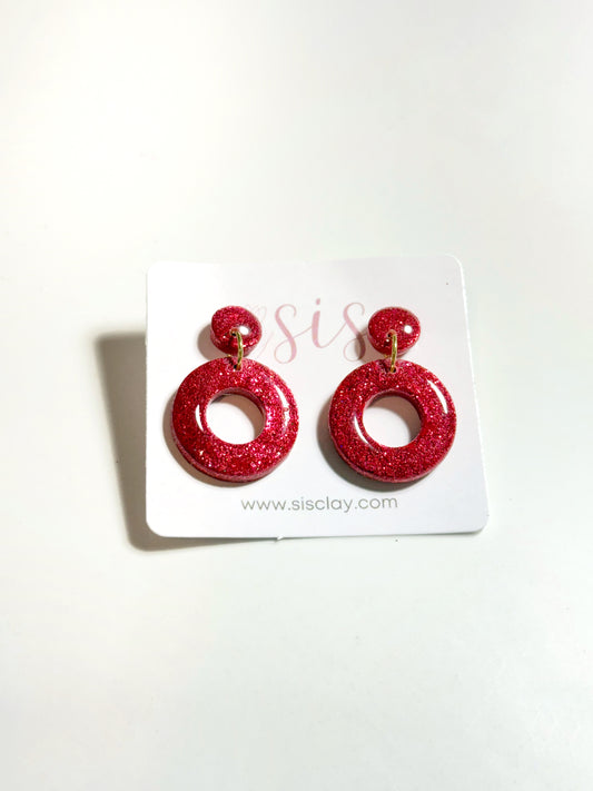 Holiday Donut Earrings - Red