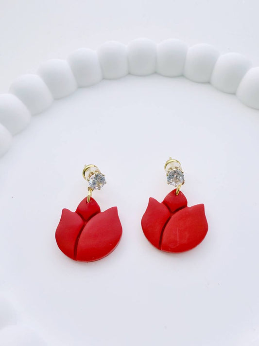 Red flower Earrings