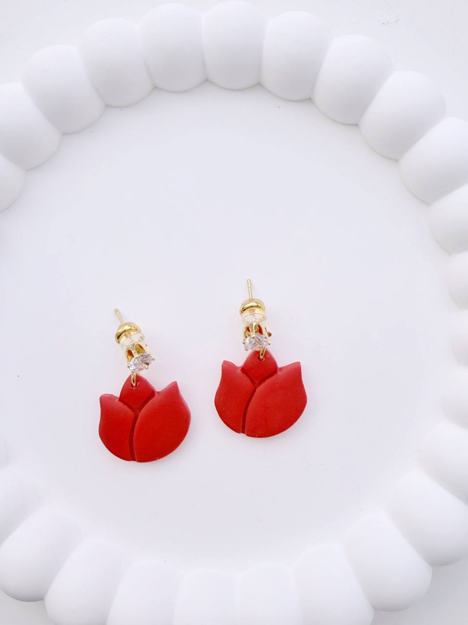 Red flower Earrings