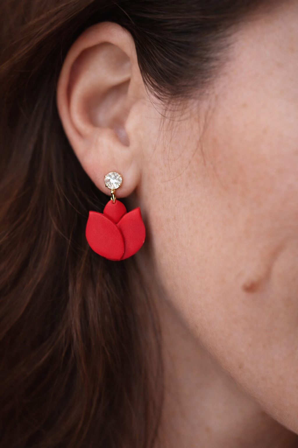 Red flower Earrings