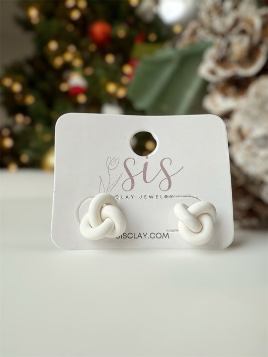 Festive Knotted Stud - White