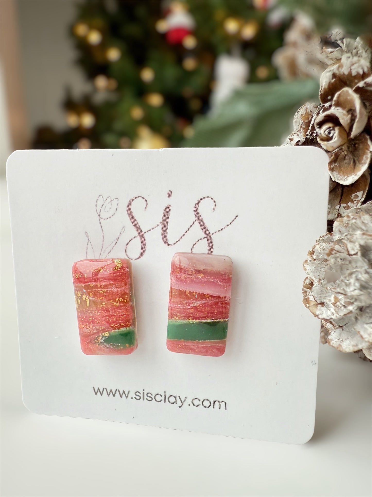 Festive Rectangle Stud Earrings