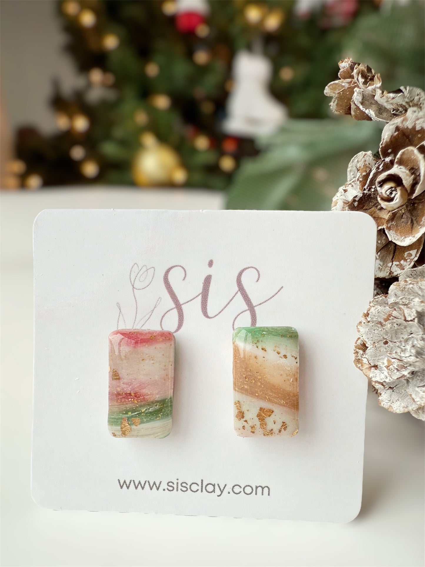 Festive Rectangle Stud Earrings