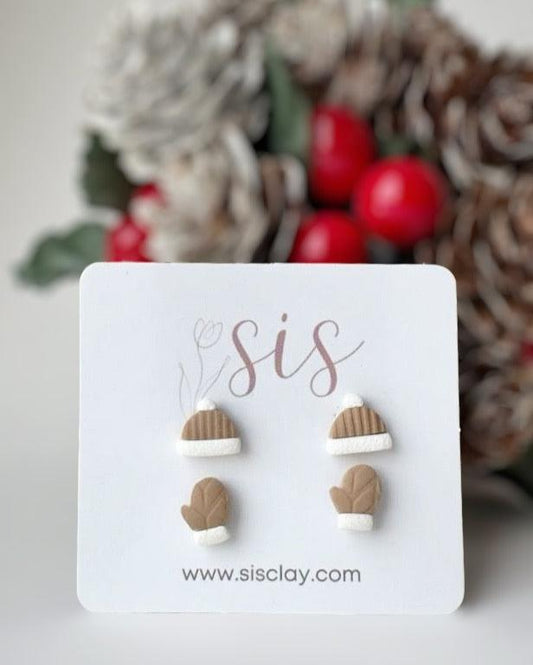 Christmas Stud Duo Pack - Winter Hat and Mitten